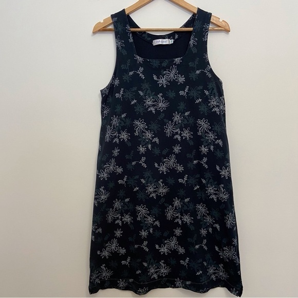 Fresh produce 100% cotton dress sleeveless jumper dark blue floral prints medium - Picture 14 of 14